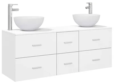 Image de vidaXL Ensemble de 3 meubles de salle de bain, blanc, 49,5 x 35 x 63 cm