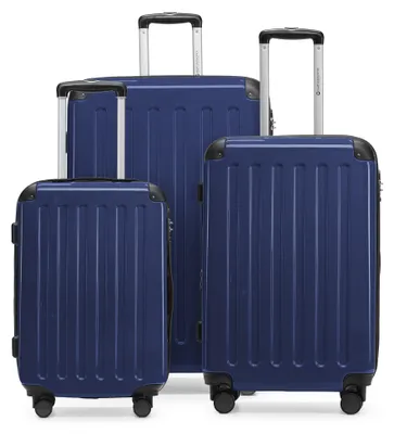 Produktbild von HAUPTSTADTKOFFER - Alex - Koffer-Set 3-teilig, Rollkoffer Trolleys 4 Rollen mit Erweiterung, Handgepäck und Check-In Gepäck für jede Reiseart, TSA,Dunkelblau