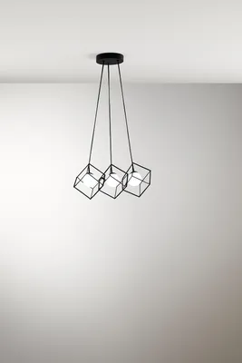 Obrázek produktu pro Moderní závěsný lustr Cube Metal Black 3 světla G9