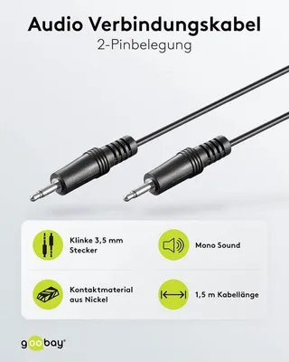 Zdjęcie produktu dla 50460 kabel audio AUX, 3, 5 mm stereo