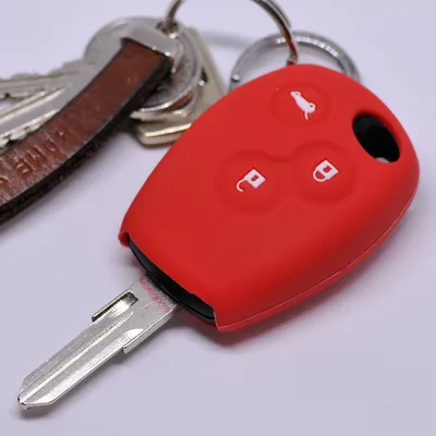 Produktbild von Auto Schlüssel Silikon Schutz Hülle Rot kompatibel mit Dacia DOKKER SANDERO Duster LODGY Logan Renault CLIO TWINGO 3 Tasten Funk Fernbedienung