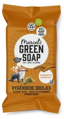 Obrázok produktu pre Zelené mydlové čistiace obrúsky Marcel's Sandelhout -Cardamom