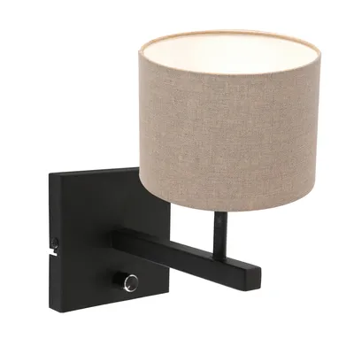 Produktbild von Steinhauer Wandleuchte Sparkled Light 1-flammig Mattschwarze Amatur mit Stoffschirm 11x17,7cm