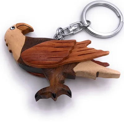 Image de Onwomania Porte-clés bois rapace vautour aigle oiseau animal breloque