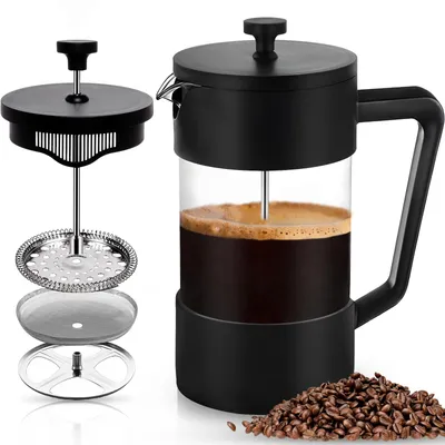 Produktbild von POWZOO French Press Kaffeebereiter 1000ml,ideal für Kaffee und Tee,Schwarz