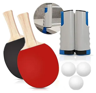 Productafbeelding van Tafeltennis Set - Inclusief Net, 2 Rackets en 3 Ballen