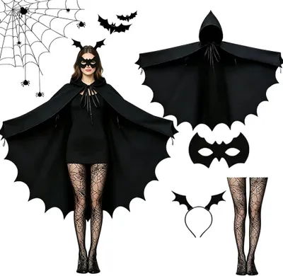 Immagine prodotto di Accessori per costumi a tema Halloween, ali da pipistrello da donna, taglia adulta, ideali per feste