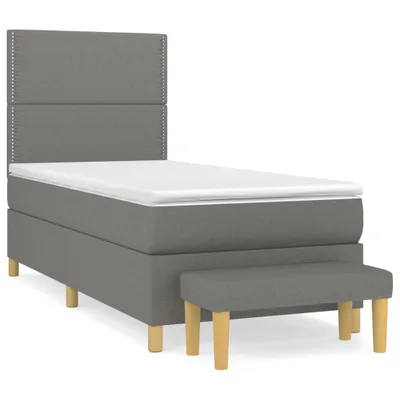 Produktbild von vidaXL Boxspringbett mit Matratze Dunkelgrau 100x200 cm Stoff