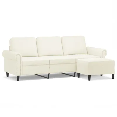 Obrázok produktu pre vidaXL 3-miestna pohovka s taburetkou Cream 180 cm Velvet