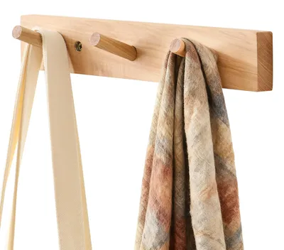 Produktbild von Wandkapstok Holz, 30 cm, 3 Garderobenhaken, Pecannoten Farbe, für Schlafzimmer und Flur