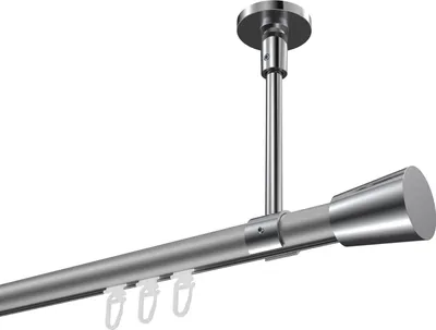 Produktbild von Interdeco Innenlaufstange / Gardinenstange mit Innenlauf Silbergrau / Chrom, Typ Sonette Sitra (Konus) Deckenmontage, 20 mm Ø 1-läufig, 240 cm