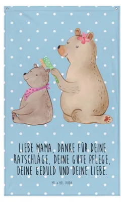 Produktbild von Mr. & Mrs. Panda Wandbild Bär Kind - Blau Pastell - Geschenk, Stoffbild, Muttertag, Gobelin, Tapestry, Wandteppich, Mama, Bären, Wandbehang, Mutter
