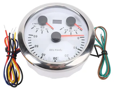 Obrázek produktu pro 3 v 1, otáčkoměr 85 mm, DC 9–32 V, 6000 ot./min., voltmetr 8–16 V, palivoměr E/1/4/1/2/3/4 F, 7barevné podsvícení, pro automobily, lodě a nákladní vozy, bílý ciferník, stříbrný rámeček, CX8296