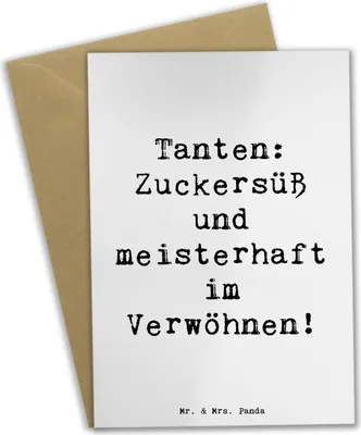 Produktbild von Mr. & Mrs. Panda Grußkarte Spruch Tante Zuckersüß - Weiß - Geschenk, osterkarten, Jubiläen, hochzeitskarten, Liebe, herzerwärmende Sprüche, Verwandtschaft, Nichte, Neffe