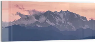Produktbild von DEQORI Glasbild Echtglas 150x60 cm 'Alpenabendglanz' Wandbild Bild modern Deko