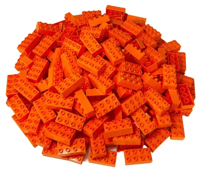 Productafbeelding van LEGO® DUPLO® 2x4 blokken, basisblokken, oranje - 3011, nieuw! Aantal: 80 stuks