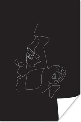 Produktbild von MuchoWow® Poster Gesicht - Mann - Schwarz - Weiß 80x120 cm - Papierdruck
