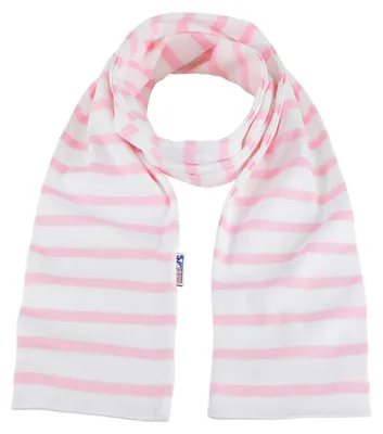 Produktbild von modAS Uni Bretonischer Schal mit Streifen und uni verschieden Farben - Herrenschal Damenschal Kinderschal 13x120 cm in Weiß-Rosa