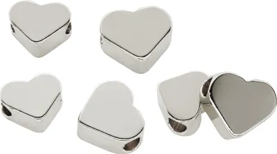 Produktbild von Metall Perlen Herzen, 6 Stück Silber