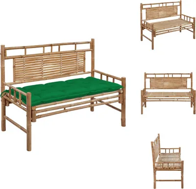 Produktbild von vidaXL Gartenbank mit Auflage 120 cm Bambus -  Gartenbänke