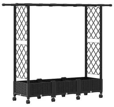 Obrázok produktu pre Vyvýšený záhradný box s mriežkou a čiernou strechou, rozmer 164 x 40 x 127 cm, materiál: PP