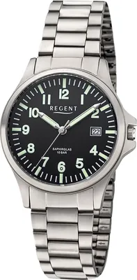 Produktbild von Regent Herren Uhr Metallarmband Metall Armbanduhr Analog silber UR1192571