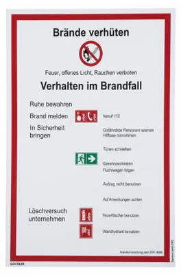 Produktbild von Mucola Brände verhüten 21x29,7 cm 21x29 cm – wetterfeste Kunststoffplatte, Hinweisschild für Betrieb & Gebäude, UV-beständig, für Innen & Außen