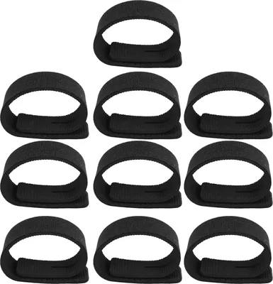 Produktbild von 10 Angelruten-Halterbänder, elastisch & rutschfest, Klettverschluss, schwarz