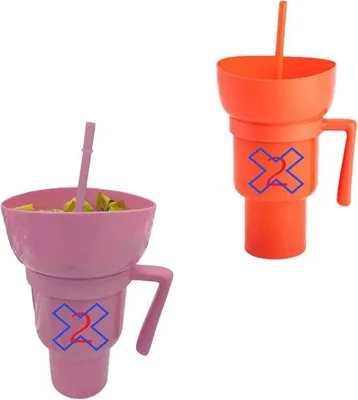 Produktbild von Famanu Snack- und Trinkbecher 2-in-1 - 900 ml, lekfrei, 2 Stück