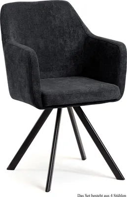 Produktbild von Armlehnstuhl drehbar (4er-Set) Devka 57x87x60 Schwarz/Anthrazit