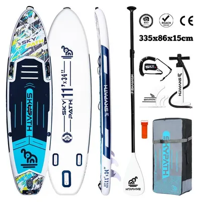 Obrázek produktu pro Nafukovací SUP WaveRite 335 × 86 × 15 cm, ultralehký, stabilní, pro 1–2 osoby, nosnost 200 kg, sada příslušenství, modrý