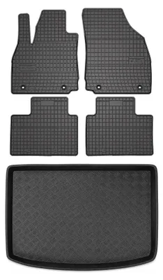 Image de Tapis en caoutchouc + bac de coffre pour MG ZS II 2024- (plancher réglable) – 5 pièces, noirs, sur mesure