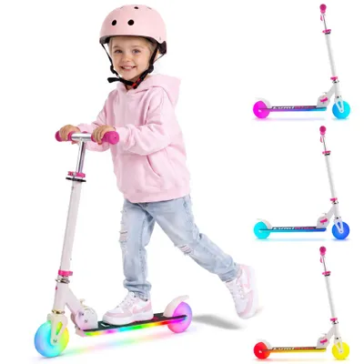 Immagine prodotto di Sun Baby Monopattino a due ruote per bambini Lumiride LED 7 colori/20 modalità, pieghevole, regolazione 73-85 cm, bianco