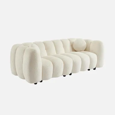 Produktbild von sweeek - 3-Sitzer-Sofa im Muscheldesign mit Bouclé-Bezug - Creme