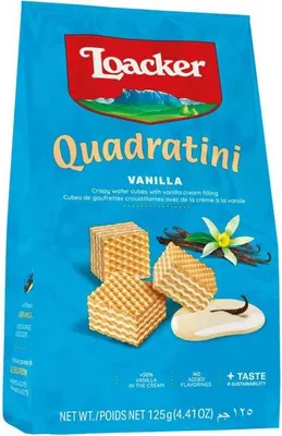 Produktbild von Loacker Quadratini Vanilla Waffelschnitten in Würfelform 125g