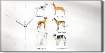 Produktbild von Dekor Leinwand Uhr Wandbilder Geräuschlos 60x30 Zeichnen von Hunden Tiere - weiße Hände