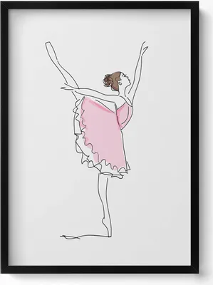 Produktbild von Strichzeichnung einer Ballerina beim Tanzen– Wandbild mit Rahmen – Gerahmtes Bild  – Wanddekoration – 50x70 cm –  Schwarz Rahmen