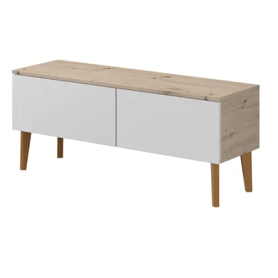 Obrázek produktu pro Moderní skandinávská TV skříňka BERGEN 120 2D RTV komoda TV skříňka TV dolní skříňka ARTISAN dub bílé čelo 120x48x37