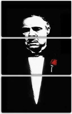 Produktbild von Leinwandbild 3-teilig (80x120cm): Der Pate Don Vito Corleone Marlon Brando künstlerisch nachbearbeitet, echter Holz-Keilrahmen inkl. Aufhänger, handgefertigt in Deutschland