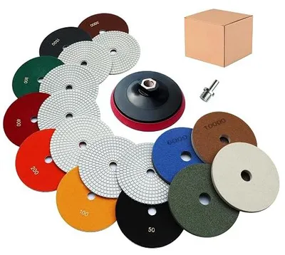 Imagen del producto de Juego de discos de lija diamantados para uso en seco y húmedo, de 180 mm