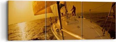 Produktbild von Bild auf Leinwand - Leinwandbild - Ozean Segelboot Yacht - 90x30cm - Wand Bild - Wanddeko - Leinwanddruck - Bilder - Kunstdruck - Wanddekoration - Leinwand bilder - Wandkunst - CA90x30-0322