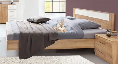 Produktbild von Doppelbett Pamela Bettgestell 160x200cm plankeneiche Glasweiß