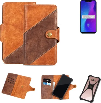 Produktbild von K-S-Trade Handy-Hülle Schutz-Hülle Bookstyle Case Wallet-Case kompatibel mit Leagoo S10 Handy Cover Bumper Kantenschutz Smartphone dunkelbraun braun