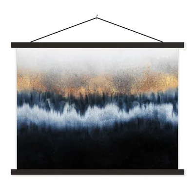 Produktbild von MuchoWow® Textilposter Abstrakt - Gold - Luxus - Blau 120x90 cm mit schwarzem Rahmen - Aufhänger für Poster
