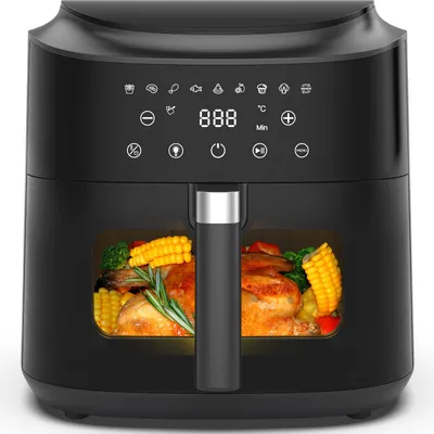 Produktbild von Airfryer 9L XL Heißluftfritteuse mit Digital-Touchscreen, 9 voreingestellten Programmen, 2350 W, Sichtfenster mit Beleuchtung, fettarm oder ohne Öl