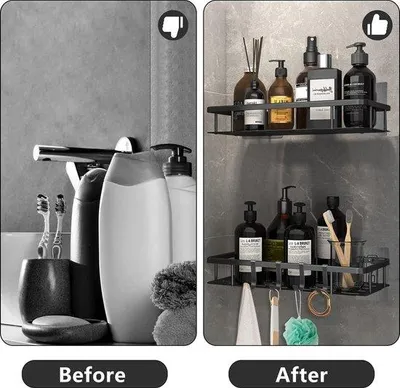 Immagine prodotto di Scaffale da bagno a 2 ripiani con organizer per la doccia