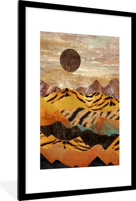 Produktbild von MuchoWow® Gerahmtes Poster Tigerdruck - Marmor - Berge 60x90 cm - Poster mit Schwarzem Bilderrahmen Wandposter Rahmen Foto Bilder - Dekoration - Wandposter Wohnzimmer - Hochwertig