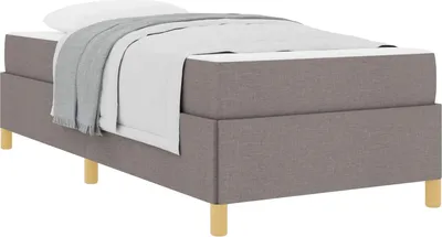Image de Cadre de lit avec matelas Taupe 90 x 190 cm tissu