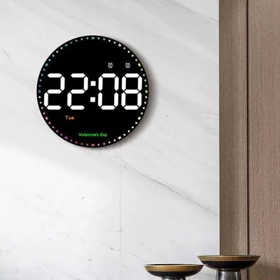 Obrázok produktu pre 10-palcové LED nástenné hodiny | Displej s 10 stupňami jasu a zobrazením teploty | Ideálne pre domácnosť, posilňovňu, učebňu a kanceláriu