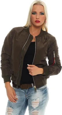 Produktbild von Damen Bomberjacke Flieger Pilotenjacke Biker; Khaki S